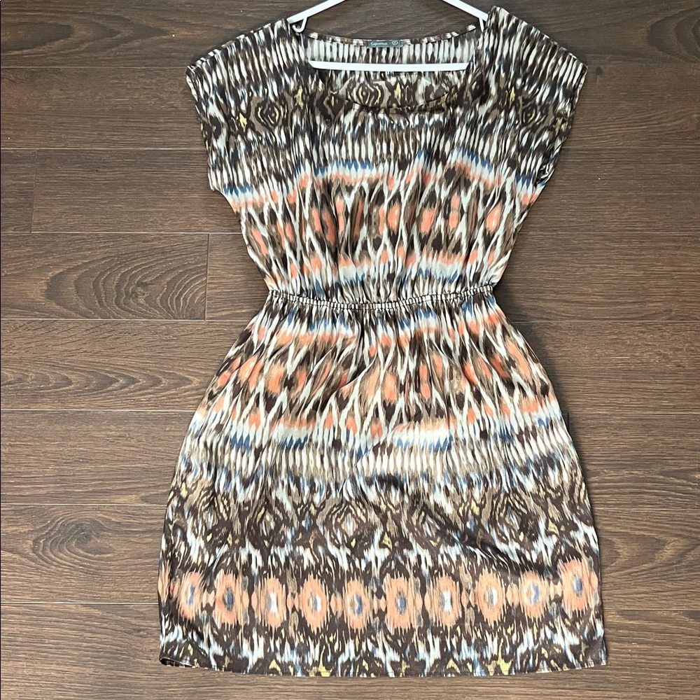 Soprano Brown and Orange Patterned Mini Dress boho